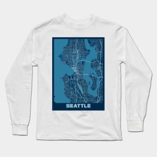 Seattle - United States Peace City Map Long Sleeve T-Shirt